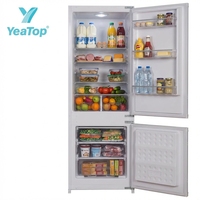 Réfrigérateur combiné double porte 240 litres sans givre, encastrable pour usage domestique