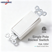 Interrupteur mural simple Hooanke homologué ETL, type Decora, 15A 120VAC, norme américaine, OEM ODM disponible