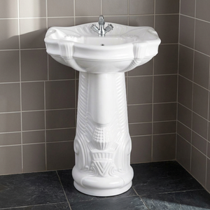 Lavabo sur pied en céramique blanche, articles sanitaires pour salle de bain, modèle Boston, provenant de Morbi, Inde - Product Image 4