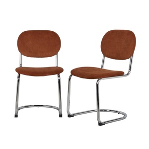 Sedia da Pranzo Personalizzata per Casa e <span class=keywords><strong>Cucina</strong></span>, Moderna, Imbottita in Velluto e Tessuto Corduroy, con Gambe Cromate - Product Image 1