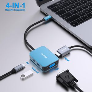 Benfei USB C HUB 4 in1 Multiport Adapter với USB C để HDMI VGA USB 3.0 và 60W giao hàng điện, Loại C để HDMI cáp. - Product Image 2