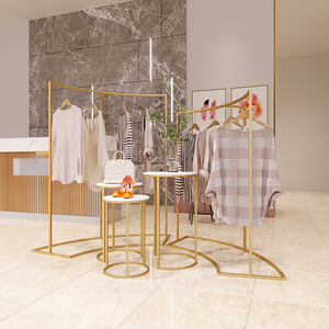 Magasin de vêtements Présentoir semi-circulaire du sol au sol Magasin de vêtements pour femmes <span class=keywords><strong>Tige</strong></span> de suspension de vêtements Présentoir haut et bas - Product Image 4