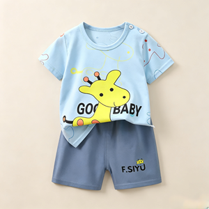 Set Casual da Bambino con Maglietta a Maniche Corte e Pantaloncini, Stampa Grafica di Animali Cartoon, Tessuto Traspirante <span class=keywords><strong>per</strong></span> Scuola e Gioco - Product Image 3