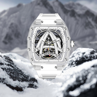2024 montre squelette automatique de luxe pour hommes nouvelle mode cadran analogique mécanique avec résine et élastique 3ATM résistant à l'eau