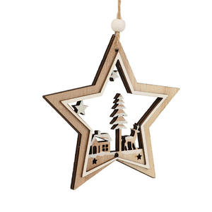 Fiesta Año Nuevo Decoraciones DIY Artesanías de madera Navidad Colgantes de madera Árbol de Navidad Adornos colgantes - Product Image 5