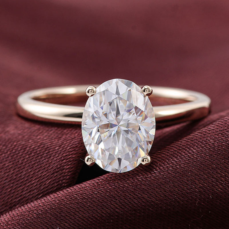Bague moissanite en or massif 18 carats véritable