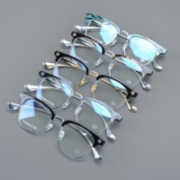 Gafas Unisex de Titanio Dorado con Media Montura Ovalada, Ligeras y Duraderas, Diseño sin Montura, Lentes Graduadas, Corrección Óptica para Miopía