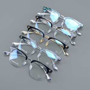 Lunettes unisexes demi-cerclées ovales en titane doré, légères et durables, design sans monture, verres de prescription, <span class=keywords><strong>correction</strong></span> <span class=keywords><strong>optique</strong></span> pour la myopie - Product Image 2