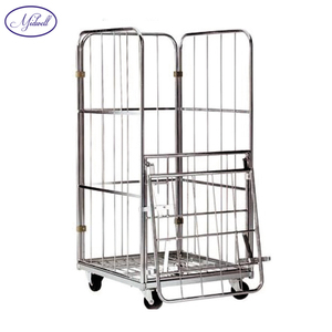 सामग्री हैंडलिंग रसद परिवहन धातु वेल्डेड जाल ध्वस्त वाणिज्यिक स्टील बिक्री के लिए कपड़े धोने ट्रॉलियों - Product Image 6