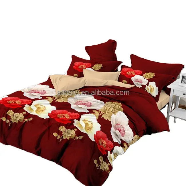 Classic fashion bedding microfiber bedsheet design with polyester printed duvet cover set bedcovers and pillow cases