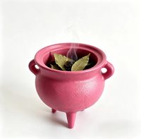 Panci Penyihir Mini Halloween, Panci Besi Cor, Wadah Pembakaran, Stoples Lilin, Tempat Dupa Palo Santo, Panci Tiga Kaki, Potjie Pot