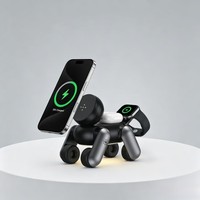 Chargeur sans fil magnétique trois-en-un le plus vendu, design Robort Dog, avec rangement de bureau et conception pliable, idéal pour un cadeau