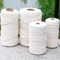 Corde de Coton Macramé Torsadée Colorée Naturelle Recyclée, Fil de Coton Mercisé pour Macramé