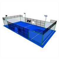 Terrain de padel panoramique extérieur, plateforme de tennis complète avec verre trempé de 12 mm, gazon artificiel, installations sportives