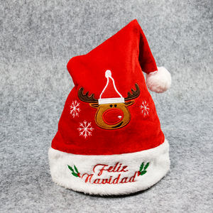 Chapeau de Noël en gros pour adultes, bonnet de Père Noël, bonnet de bonhomme de neige, décoration de Noël pour enfants, chapeau de Noël amusant brodé renne - Product Image 2
