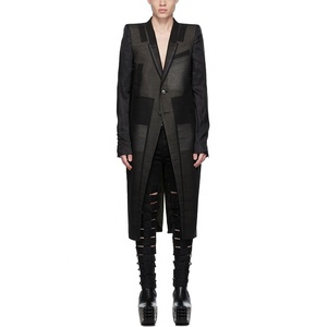 เสื้อโค้ทของผู้ชายสีดำแบบสั่งทำความยาวของเสื้อผ้าแฟชั่นล่าสุดพร้อมผ้าทอดีไซน์คล้ายกับเสื้อโค้ทสำหรับผู้ชาย - Product Image 1