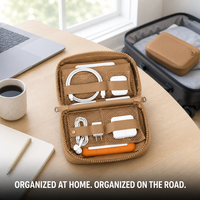 Pochette Organisateur de Câbles en Néoprène, Étui pour Accessoires Électroniques avec Poches en Filet et Double Fermeture Éclair pour Voyage