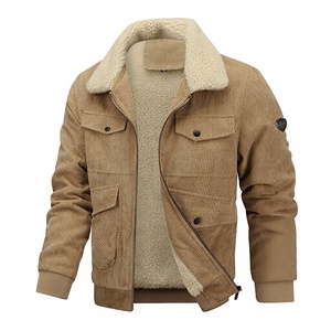 New <b>Men's</b> Vintage Worsted Jacket <b>Fleece</b> Lined Thickened Warm Coat Lapel Style Winter Padded Outerwear Front Finished - Product Image 2