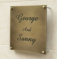 Plaque en laiton LED avec logo personnalisé en relief, laiton antique, enseigne commerciale gravée, décoration murale en métal, café, restaurant, hôtel, IP65