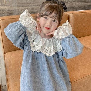 Vestido de primavera superventas con cuello de loto, vestido de bebé con encaje dulce y aberturas para niñas pequeñas - Product Image 2