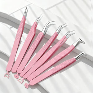 無料カスタムロゴ ファイバーチップ ポインテッド カーブド オールブラック 帯電防止 完璧なグリップ クリスマス まつげエクステ用ピンセット - Product Image 2