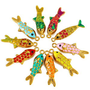 Pendentif en émail en acier inoxydable en forme de poisson Koi, accessoire de bijoux DIY, breloque de porte-clés, pendentif unisexe tendance - Product Image 4