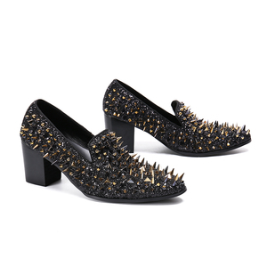 NA293 <span class=keywords><strong>Scarpe</strong></span> Eleganti Primaverili e Autunnali per Uomo con Borchie e Rivetti, Mocassini Slip-on Oro e <span class=keywords><strong>Nero</strong></span> con Paillettes Luccicanti, <span class=keywords><strong>Scarpe</strong></span> Casual - Product Image 4