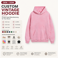 Hoodie Pullover Heavyweight Gaya Robek Grosir dengan Logo Cetak Digital Custom, Hoodie Oversize untuk Pria