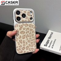 Coque de téléphone pour iPhone 17/16/15, motif léopard pailleté, transformation instantanée en grande fenêtre, style luxueux, antichoc