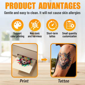 กระดาษสักลายชั่วคราวแบบพิมพ์ได้สำหรับเครื่องพิมพ์อิงค์เจ็ท ชุดแผ่นสักลายติดผิวด้วยน้ำสำหรับงานแสดง งานเทศกาล - Product Image 4