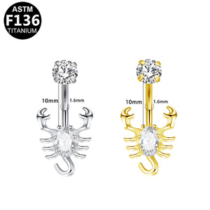 G23 <b>Titanium</b> Butterfly And Scorpion Navel <b>Ring</b> Medical Grade Piercing Jewelry For Party - Product Image 4