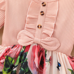 Robe de fête pour filles, vêtements pour enfants, boutique de vêtements, robe florale rose, vêtements pour bébés de haute qualité - Product Image 1