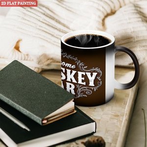 Mug à poignée épaisse facile à saisir, 11 oz, en céramique noire givrée, tasse à boire changeant de couleur sensible à la chaleur - Product Image 3