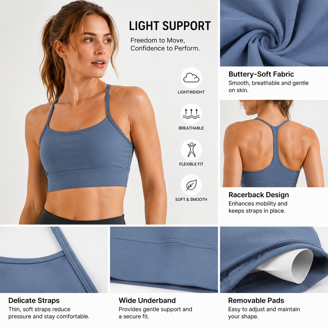 High Support Lightweight Y-Shaped Vest Sports Underwear with Chest Pads for Women Gym Fitness Yoga Top Seamless