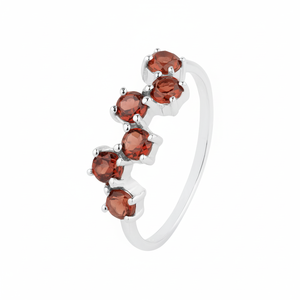 <b>Garnet</b> 925 Sterling <b>Silver</b> Men's <b>Ring</b> Rhodium Plated Fine Jewelry with Bezel Setting 3x3mm Round Gemstone and Cut Stone - Product Image 1