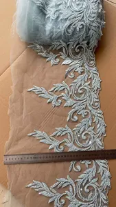 Tinh Tế <span class=keywords><strong>Rose</strong></span> <span class=keywords><strong>Gold</strong></span> Hoa Rhinestone <span class=keywords><strong>Sequin</strong></span> Hạt Giống Hạt Ren Đính Lá Mô Hình Đính Cườm Ren <span class=keywords><strong>Trim</strong></span> Cho Váy Cô Dâu - Product Image 5