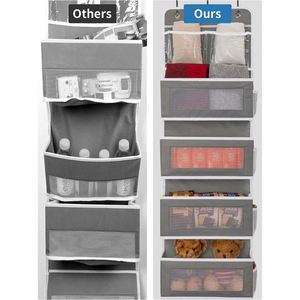Durable Fabric Premium Over the Door 4 Pockets and Side Mesh Pocket Hanging Storage Organizer With Clear Window - Product Image 1