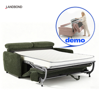 Sofá Cama Convertible Manual Moderno de Tela con Cojín Ajustable Landbond OEM, Sofá Plegable con Colchón Extraíble
