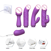 USB-Vibrator 4-Köpfe-Set Medizinisches Silikon G-Punkt AV-Stab Massagegerät Leise Multifunktional IPX7 Wasserdicht 50db CE-Zertifiziert für Erwachsene
