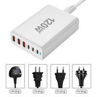 Cargador GaN Tech de 6 Puertos y 120W USB C PD de Carga Rápida, Tipo-C PD 650W USB-A QC3.0, Cargador GaN para MacBook, Laptop, Escritorio, HUB