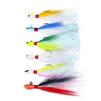 Umpan Pancing Bucktail Jig 14g untuk Air Asin dan Air Tawar, Umpan Buatan dengan Kepala Timbal untuk Memancing Ikan Bass dan Pike