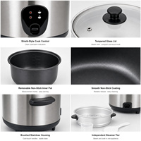 Cuisinière à riz électrique multifonctionnelle cylindrique intelligente en acier inoxydable 0,6L-2,8L avec cuve intérieure antiadhésive en aluminium pour hôtels et foyers