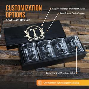 USAウェアハウスミニガラスエスプレッソテキーラショットグラス2オンスカスタムロゴ付きウッドギフトセットボックス結婚式のお土産プロモーション - Product Image 3