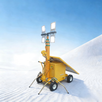 Tour d'éclairage mobile solaire 4x100W LED, élévation 6M, étanche IP65, utilisation par une seule personne pour la construction extérieure