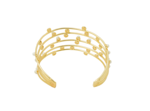 Bracelet manchette élégant fait main plaqué or avec perles pour femme, ajustable, ouvert, bijou de mode, idéal pour les soirées, bracelet statement - Product Image 2