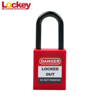 Cadenas de sécurité en plastique durable avec anse de 38 mm, couleur rouge, cadenas de verrouillage, cadenas à clé maîtresse