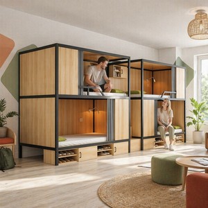 Lit superposé en acier robuste SUNYARD, gain de place, avec étagères multifonctionnelles intégrées, barrière de sécurité sécurisée pour studio ou maison - Product Image 1