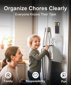 Tabla de Tareas Magnética Transparente de Acrílico, Pizarra Blanca Borrable, <span class=keywords><strong>Calendario</strong></span> para Refrigerador, Incluye Marcadores de Punta Fina y Adhesivo - Product Image 5