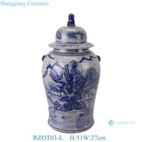 RZOT03-L-M-N Jingdezhen bleu et blanc style chinois paysage dragon licorne motif porcelaine gingembre temple pot urnes