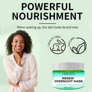 Masque de nuit à l'aloe vera et au thé vert - Gel apaisant et hydratant pour la nuit - Bénéfices revitalisants pour une peau calme, repulpée et rafraîchie - Product Image 2